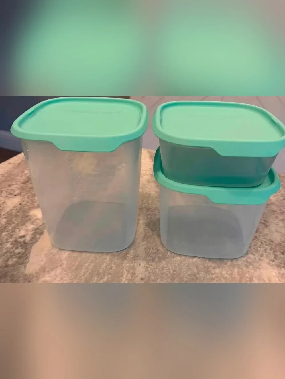 TUPPERWARE ONE TOUCH FRESH 3 PC LG SQUARE SET NWT